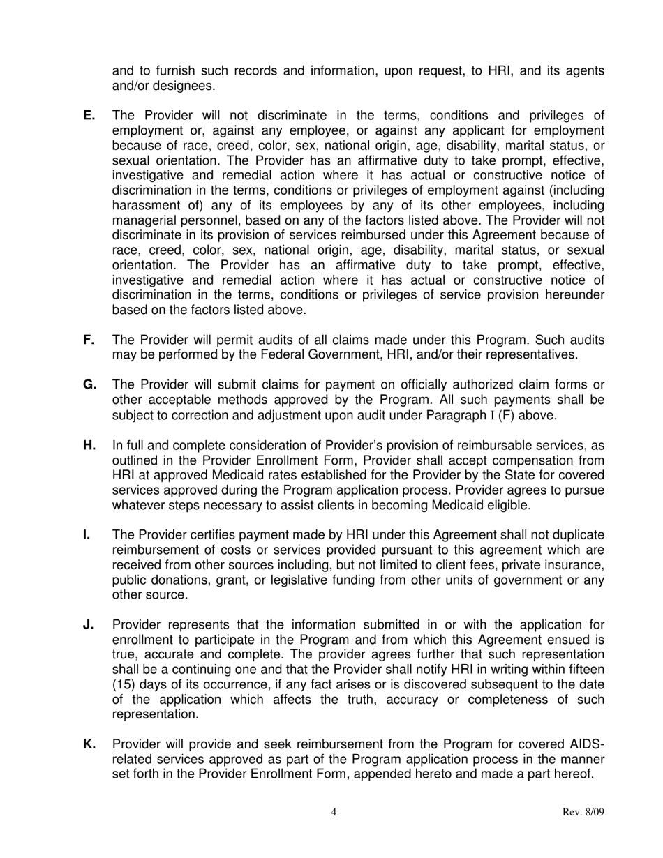 Home Care Agreement Form - New York, Page 4