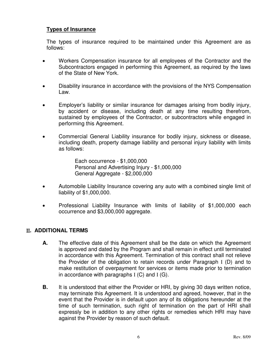 Home Care Agreement Form - New York, Page 6
