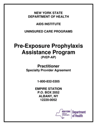 Practitioner Specialty Provider Agreement - Pre-exposure Prophylaxis Assistance Program (Prep-Ap) - New York