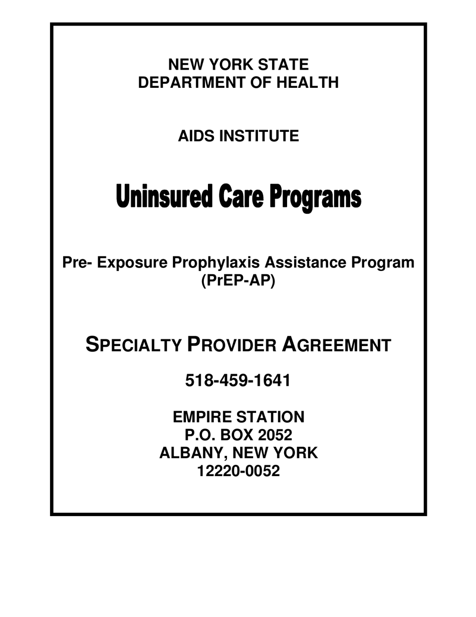 Prep-Ap Specialty Provider Agreement - New York, Page 1