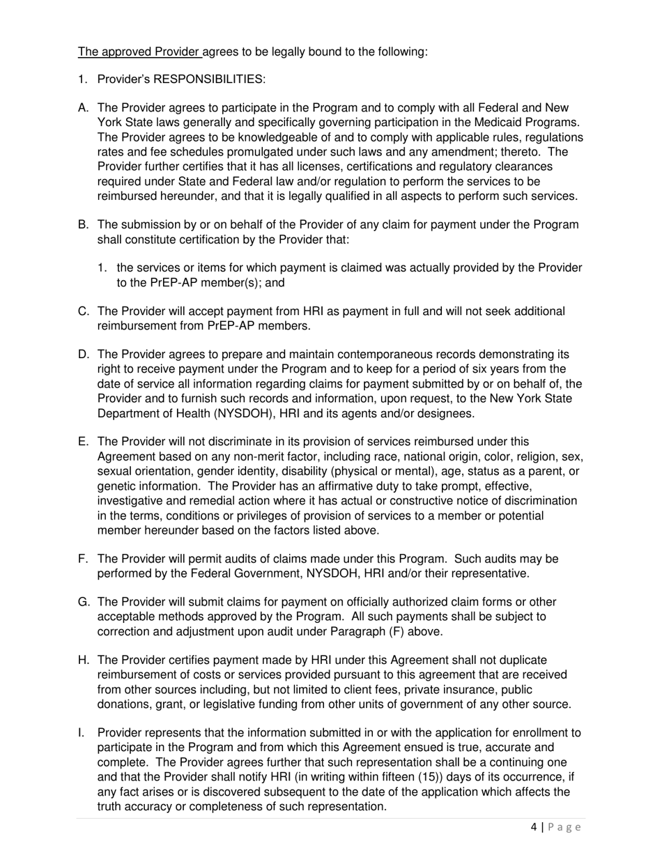 Prep-Ap Specialty Provider Agreement - New York, Page 4