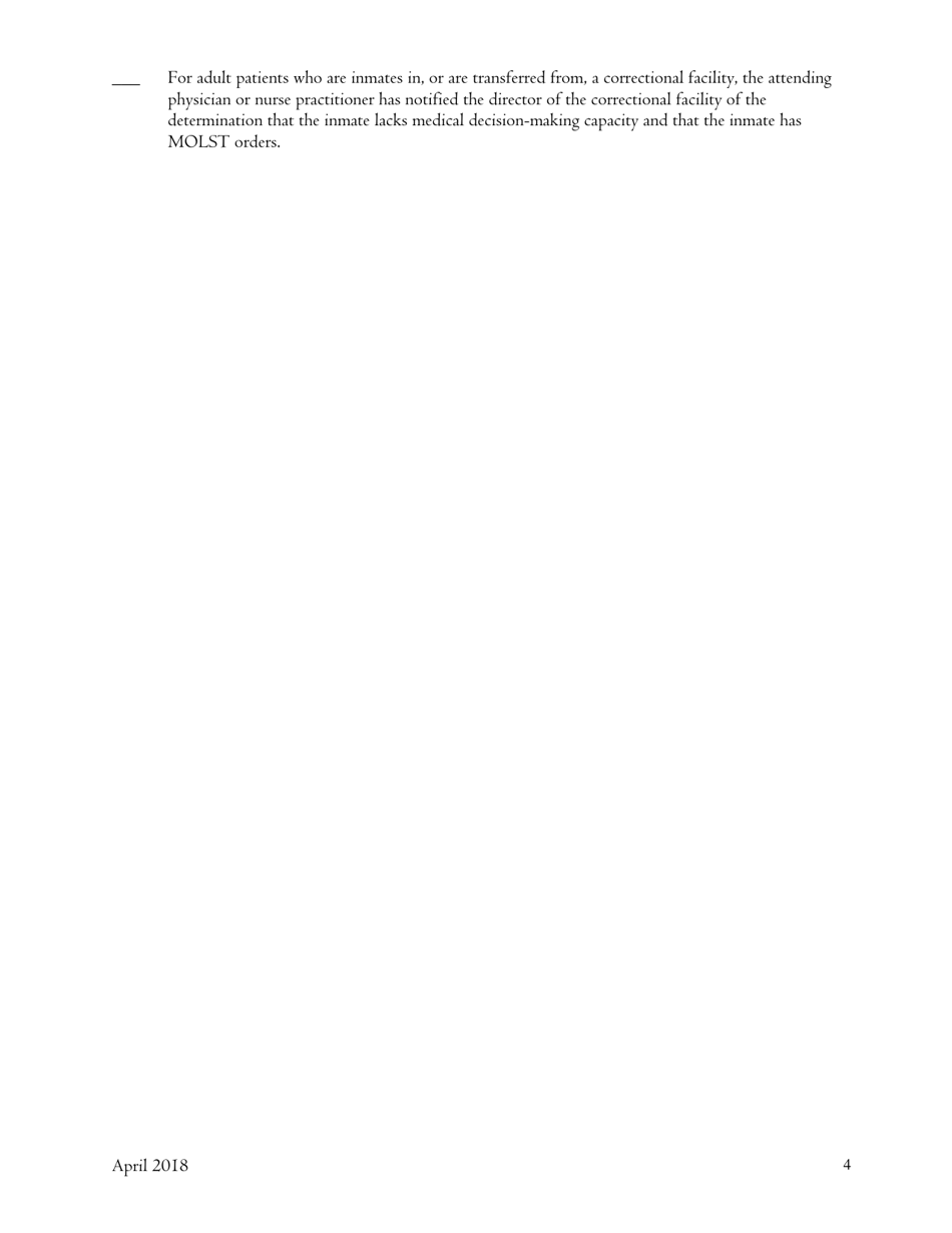Checklist #2 Adult Patients Without Medical Decision-Making Capacity Who Have a Health Care Proxy (Any Setting) - New York, Page 4
