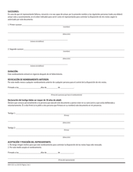 Formulario DOH-5211-ES Nombramiento De Representante Para Controlar Disposicion De Los Restos - New York (Spanish), Page 2