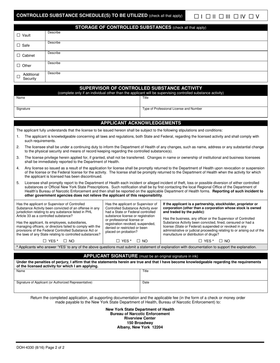 Form DOH-4330 - Fill Out, Sign Online and Download Printable PDF, New ...