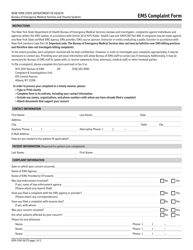 Form DOH-5245 EMS Complaint Form - New York