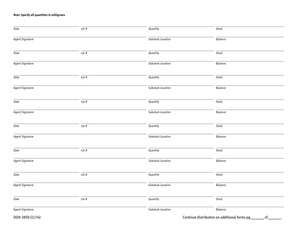 Form DOH-3850 Stock Inventory - New York, Page 2