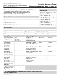 Form DOH-4352 Controlled Substance Report for Emergency Medical Services Agencies - New York