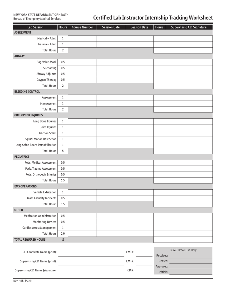 Form DOH-4451 - Fill Out, Sign Online and Download Fillable PDF, New ...