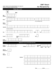 Document preview: Form DOH-2177 Emt Sheet for Reciprocity - New York