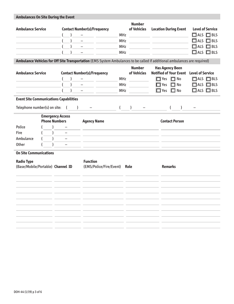 Form DOH-44 Application for a Permit for a Public Gathering - New York, Page 3