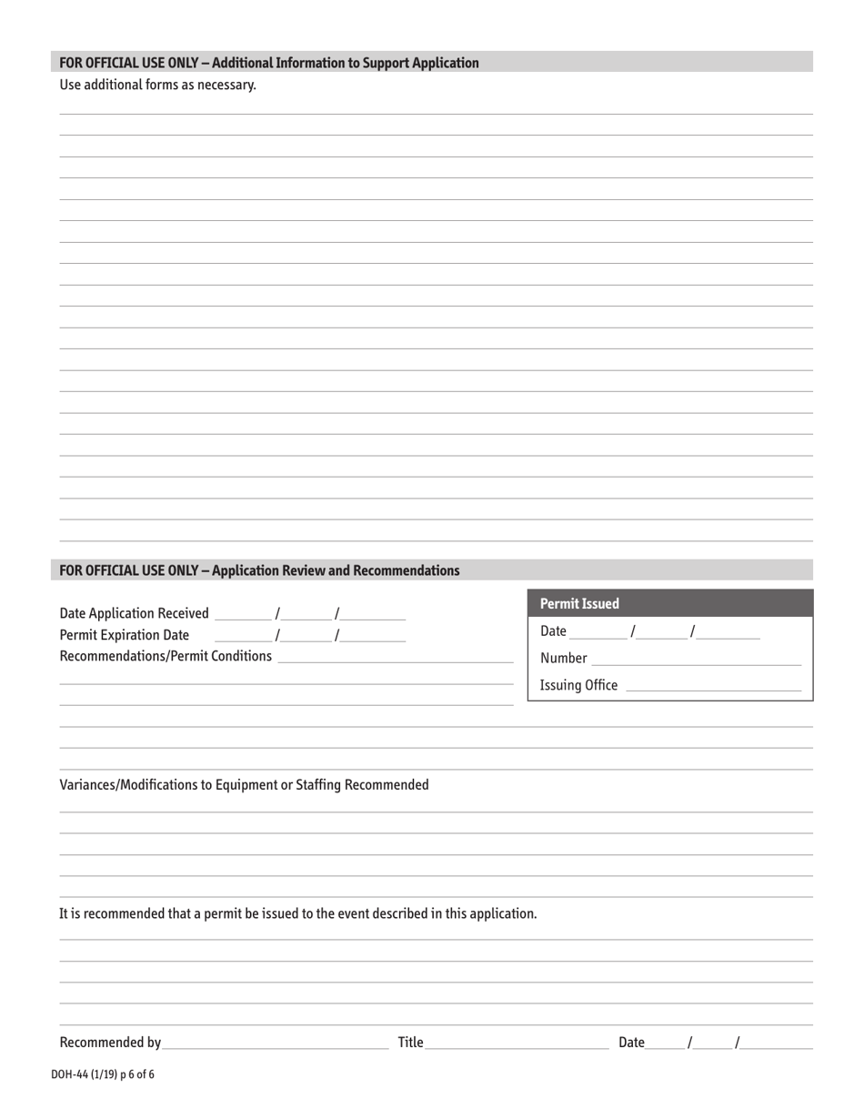 Form DOH-44 Application for a Permit for a Public Gathering - New York, Page 6