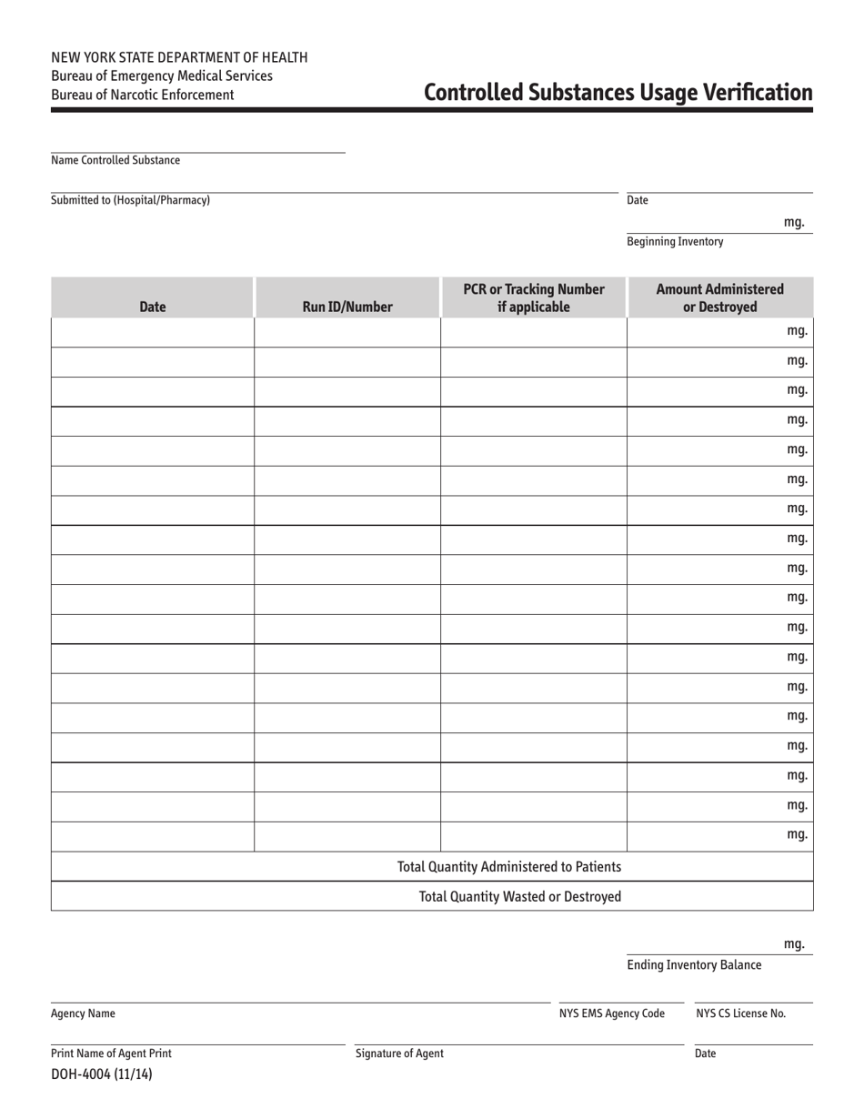 Form DOH-4004 - Fill Out, Sign Online and Download Printable PDF, New ...