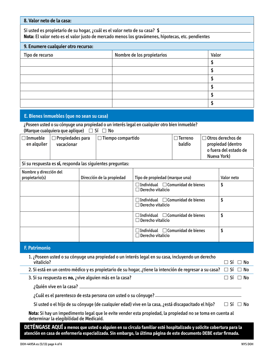 Formulario DOH-4495A Suplemento A Access Ny - New York (Spanish), Page 4