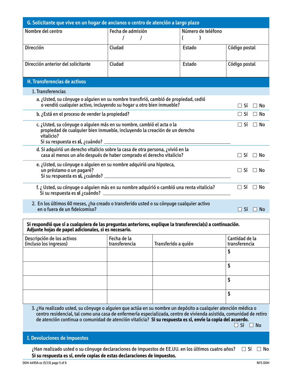 Formulario DOH-4495A Suplemento A Access Ny - New York (Spanish), Page 5