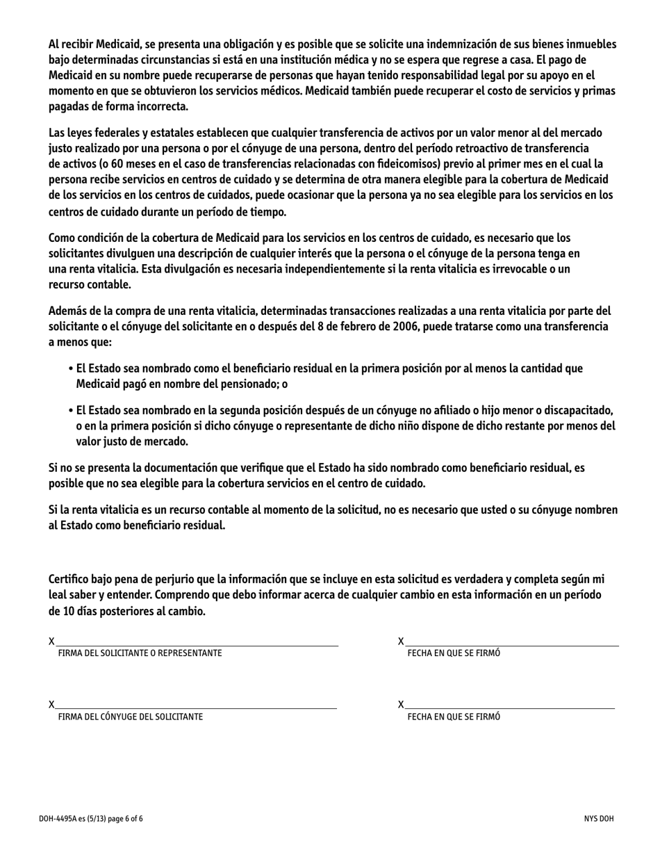 Formulario DOH-4495A Suplemento A Access Ny - New York (Spanish), Page 6