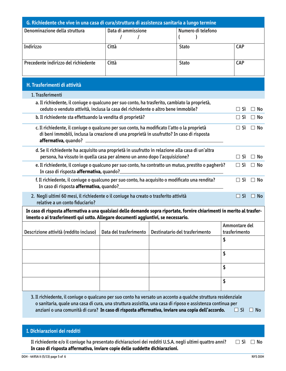 Form DOH-4495A IT Supplement A Access Ny - New York (Italian), Page 5