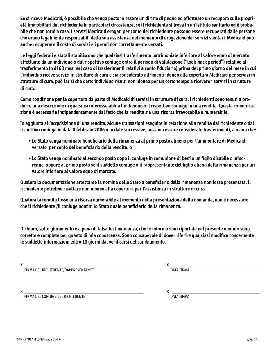 Form DOH-4495A IT Supplement A Access Ny - New York (Italian), Page 6