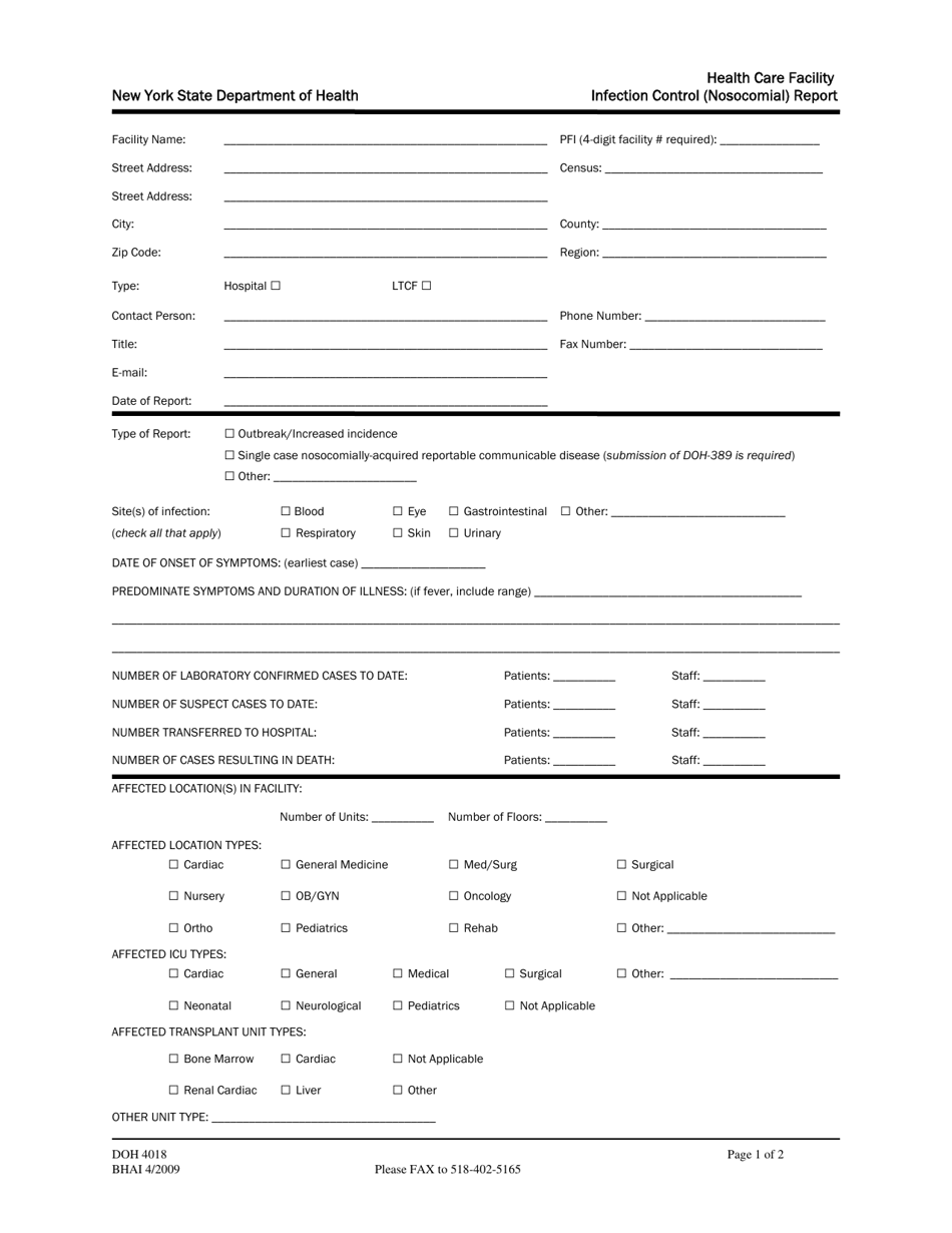 Form DOH4018 - Fill Out, Sign Online and Download Printable PDF, New ...