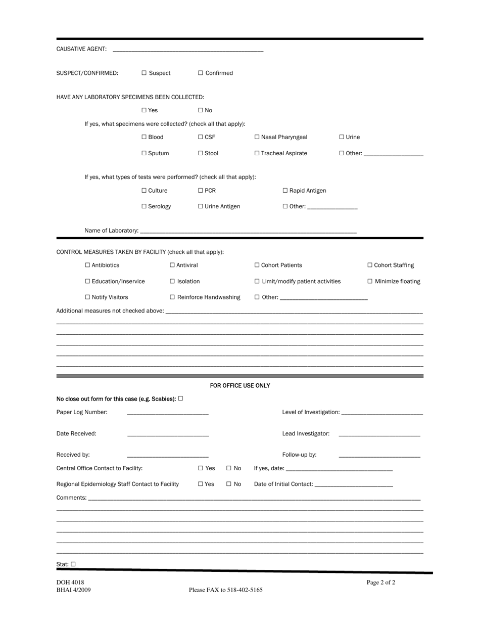 Form DOH4018 - Fill Out, Sign Online and Download Printable PDF, New ...