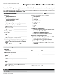 Document preview: Form DOH-5038 Management Contract Statement and Certification - New York