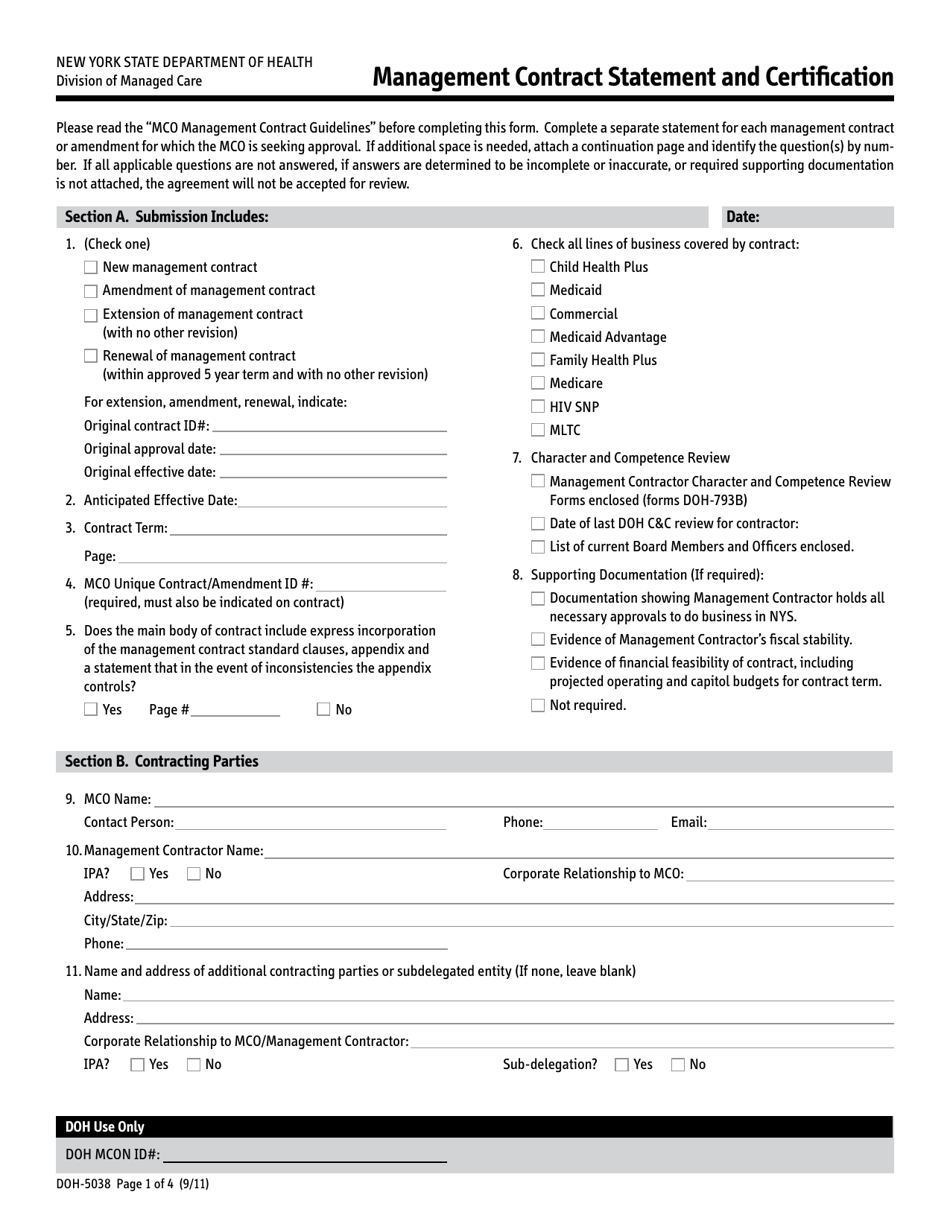 Form DOH5038 Fill Out, Sign Online and Download Printable PDF, New