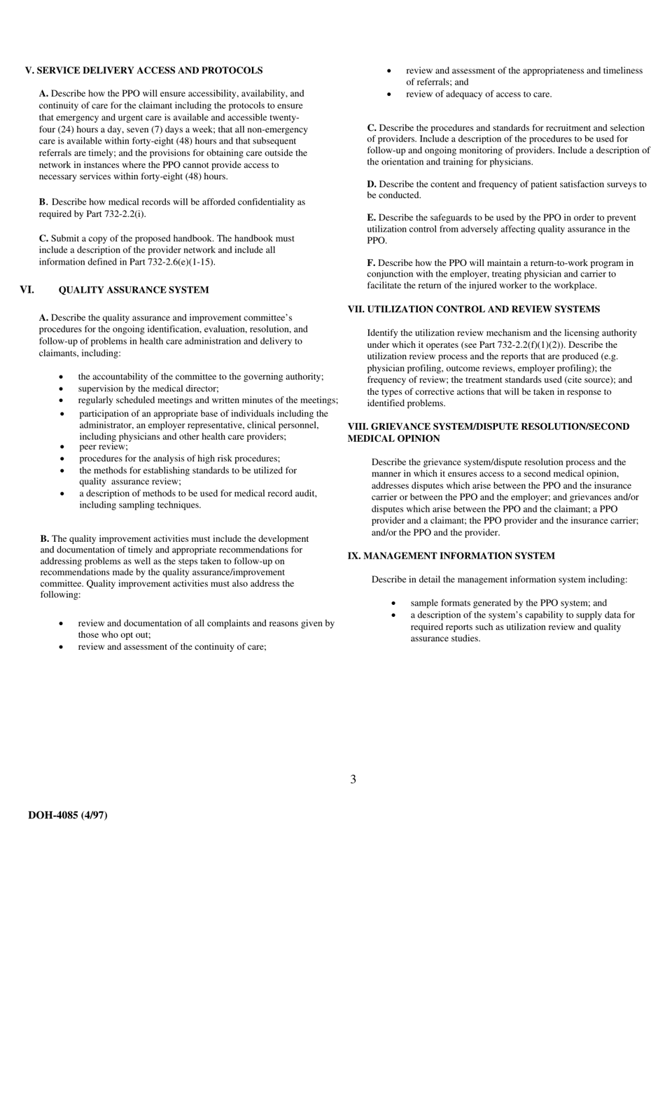 Form DOH-485 Workers Compensation Preferred Provider Organization (Ppo) Application - New York, Page 3