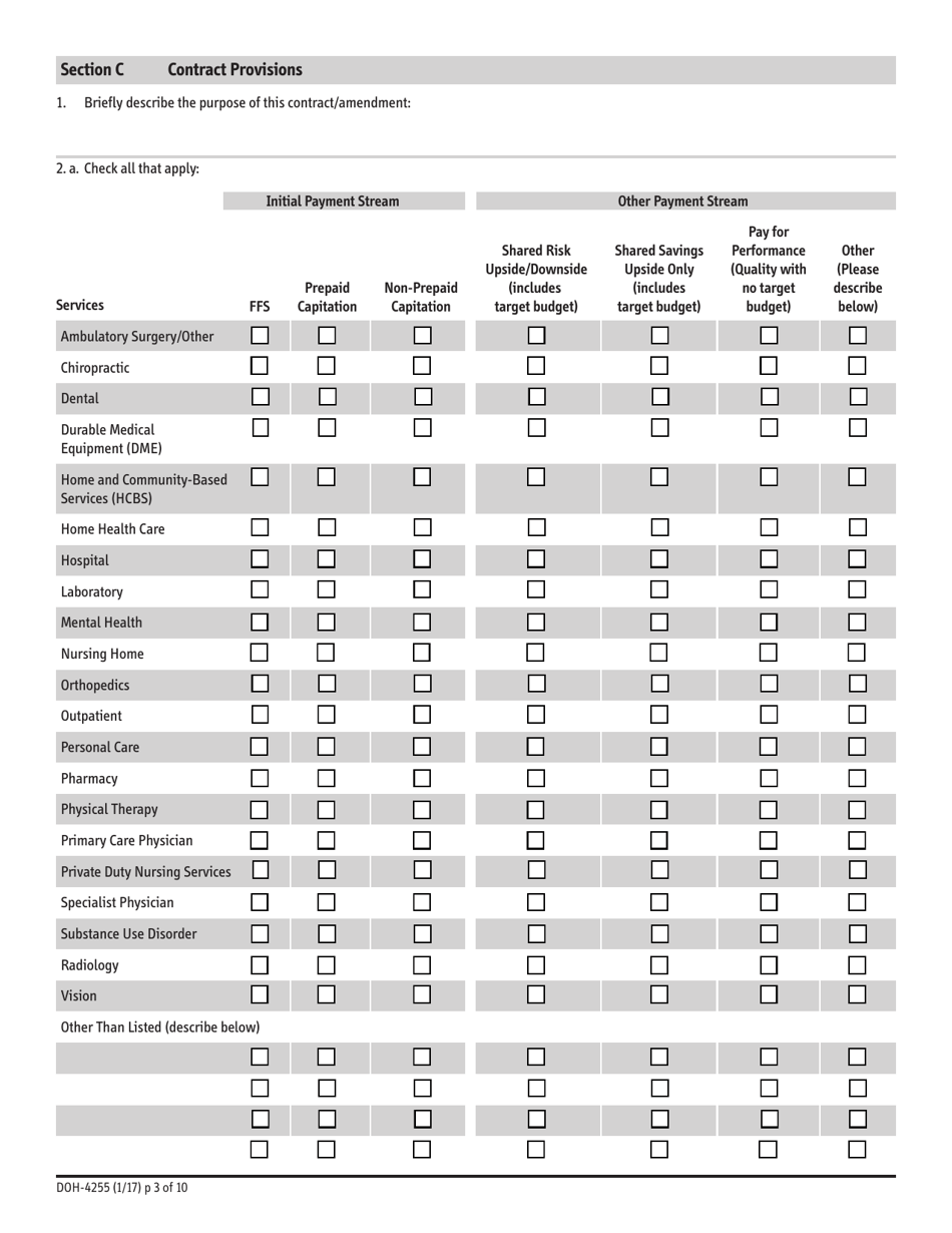 Form DOH4255 Fill Out, Sign Online and Download Fillable PDF, New