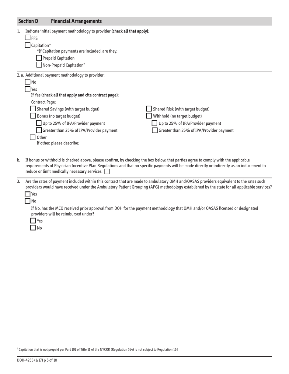 Form DOH4255 Fill Out, Sign Online and Download Fillable PDF, New