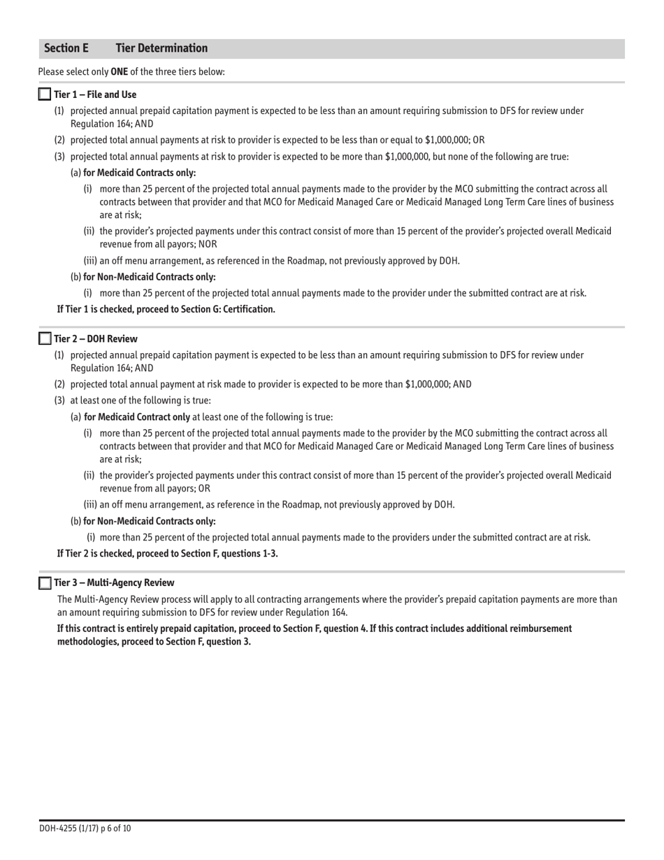 Form DOH4255 Fill Out, Sign Online and Download Fillable PDF, New