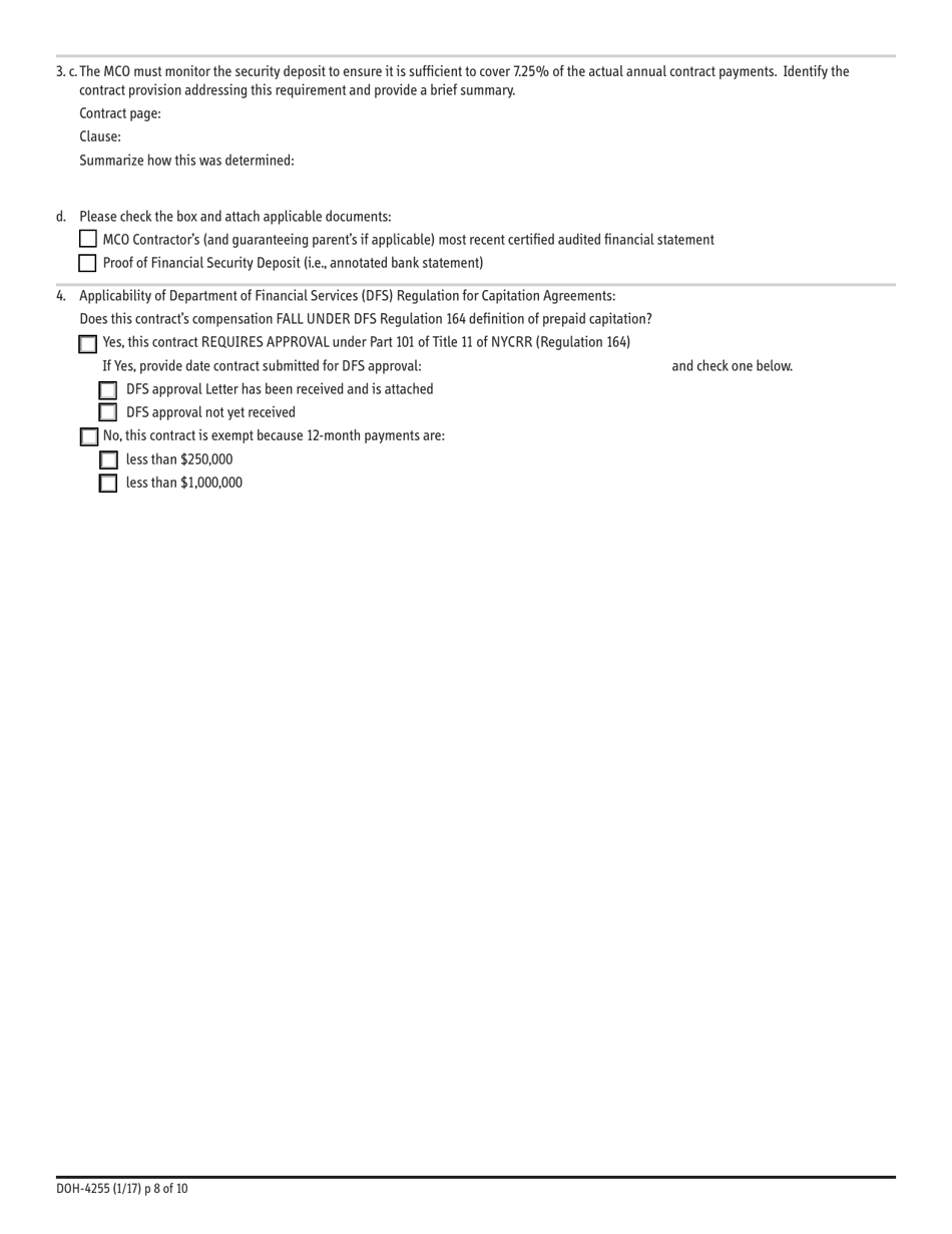 Form DOH4255 Fill Out, Sign Online and Download Fillable PDF, New