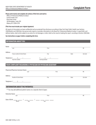 Document preview: Form DOH-3867 Complaint Form - New York