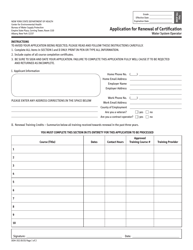 Form DOH-352 &quot;Application for Renewal of Certification Water System Operator&quot; - New York