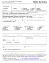 Form DOH-348 &quot;Application for Approval of Plans for Public Water Supply Improvement&quot; - New York