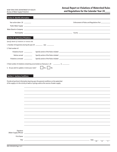 Form DOH-359  Printable Pdf