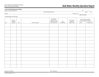Document preview: Form DOH-357B Bulk Water Monthly Operation Report - New York