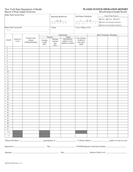 Form DOH-360 &quot;Water Systems Operation Report - Microbiological Sample Results&quot; - New York