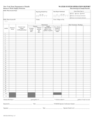 Form DOH-360 Water Systems Operation Report - Microbiological Sample Results - New York