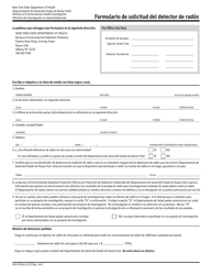 Document preview: Formulario DOH-2247 Formulario De Solicitud Del Detector De Radon - New York (Spanish)