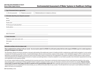 Form DOH-5222 Environmental Assessment of Water Systems in Healthcare Settings - New York