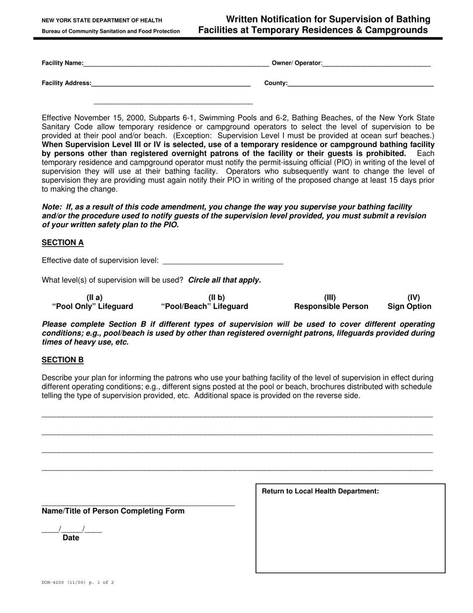 Form DOH-4200 - Fill Out, Sign Online and Download Printable PDF, New ...