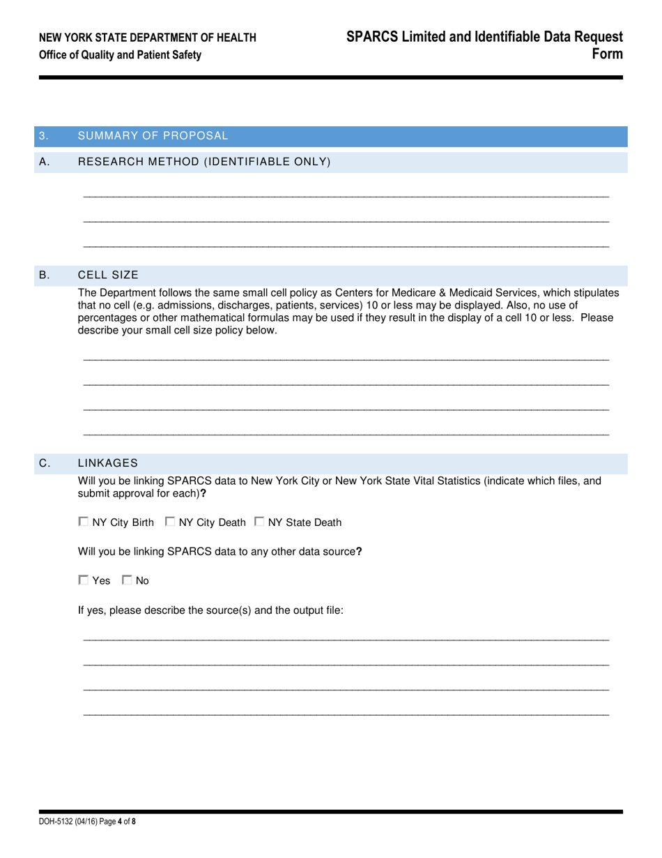 Form DOH-5132 Sparcs Limited and Identifiable Data Request Form - New York, Page 4