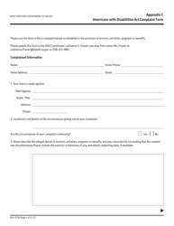 Form DOH-5238 Appendix C Americans With Disabilities Act Complaint Form - New York