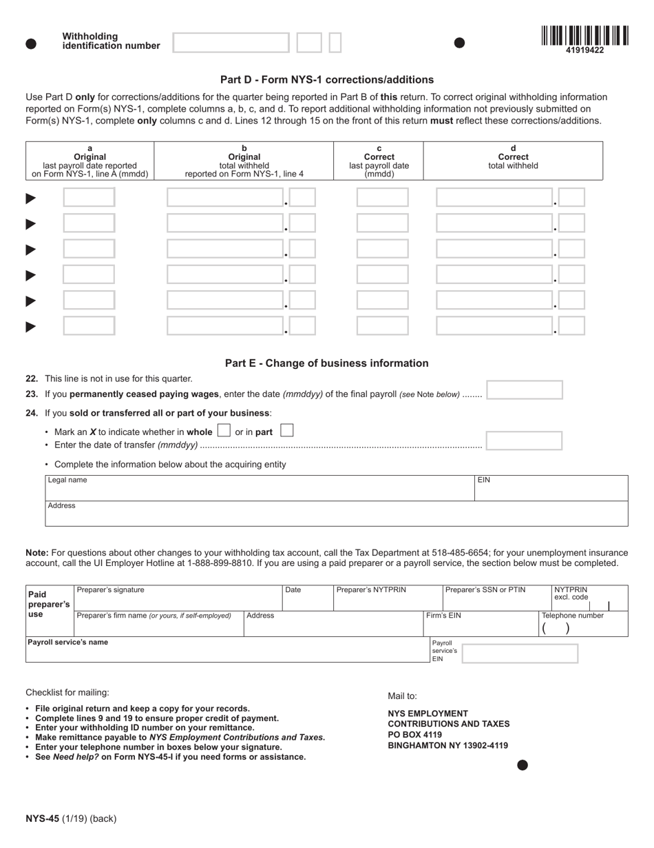 Form Nys 45 Fill Out Sign Online And Download Fillable Pdf New York Templateroller 7527