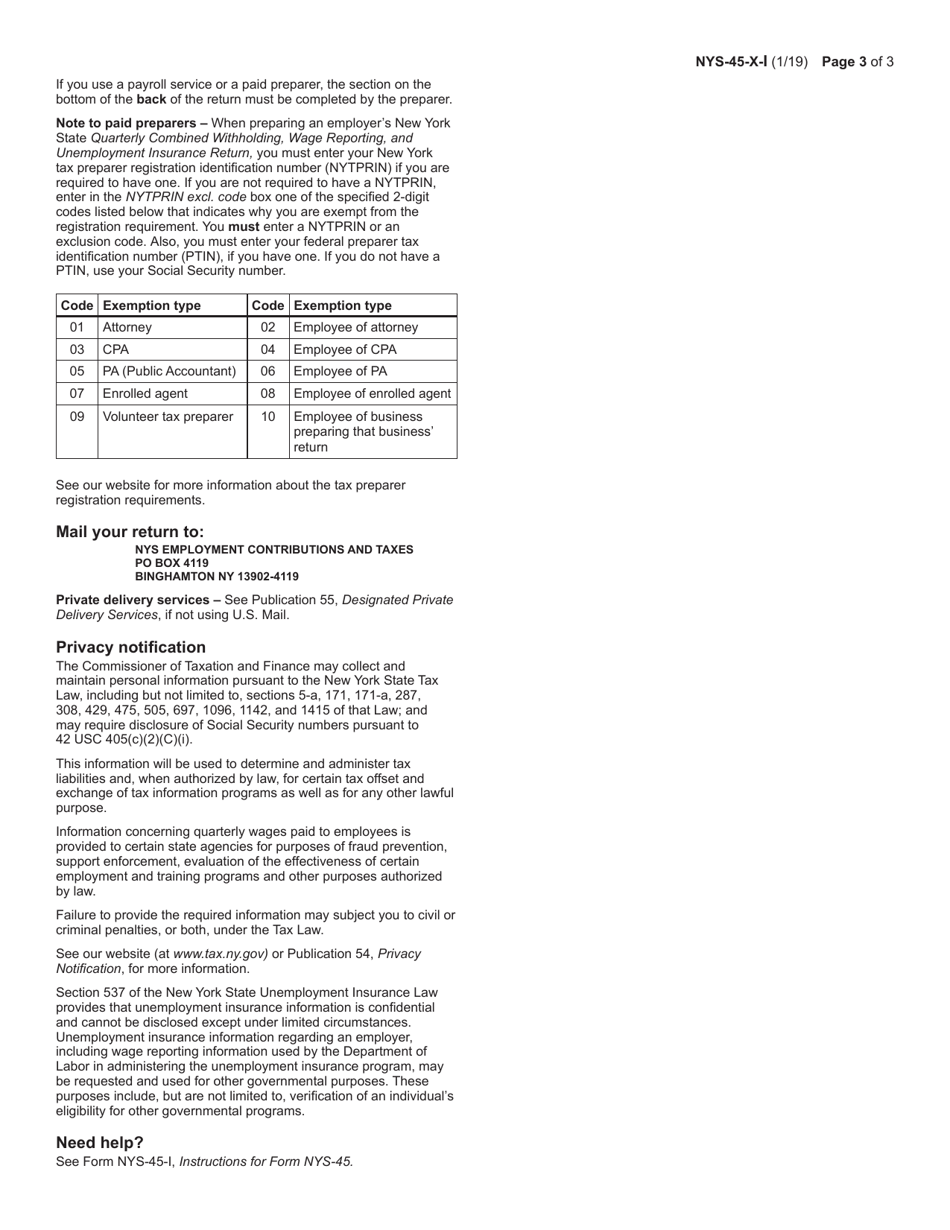 Download Instructions For Form Nys 45 X Amended Quarterly Combined Withholdingwage Reporting 2616