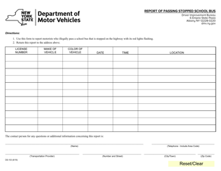Document preview: Form DS-103 Report of Passing Stopped School Bus - New York