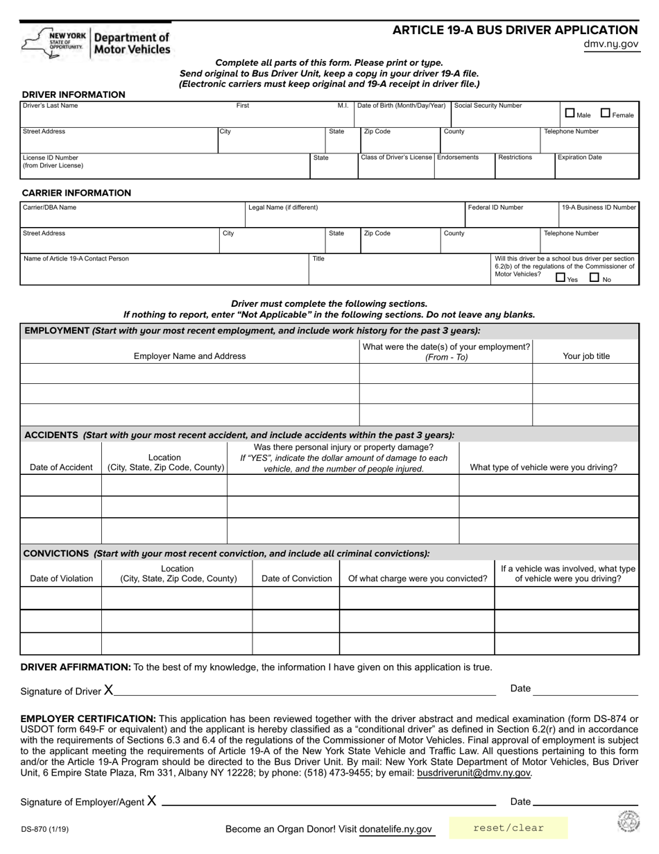 Form DS-870 - Fill Out, Sign Online and Download Fillable PDF, New York ...