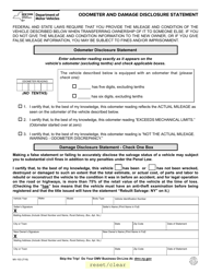 Form MV-103 &quot;Odometer and Damage Disclosure Statement&quot; - New York