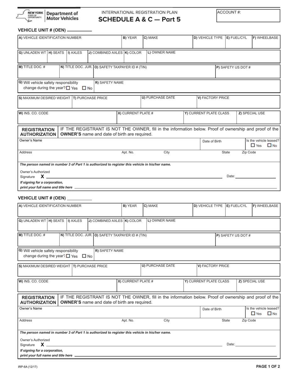 Form IRP-6A Schedule A & C - Fill Out, Sign Online And Download ...