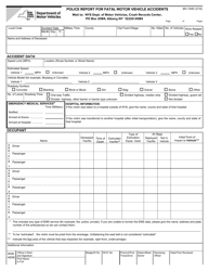 Document preview: Form MV-104D Police Report for Fatal Motor Vehicle Accidents - New York