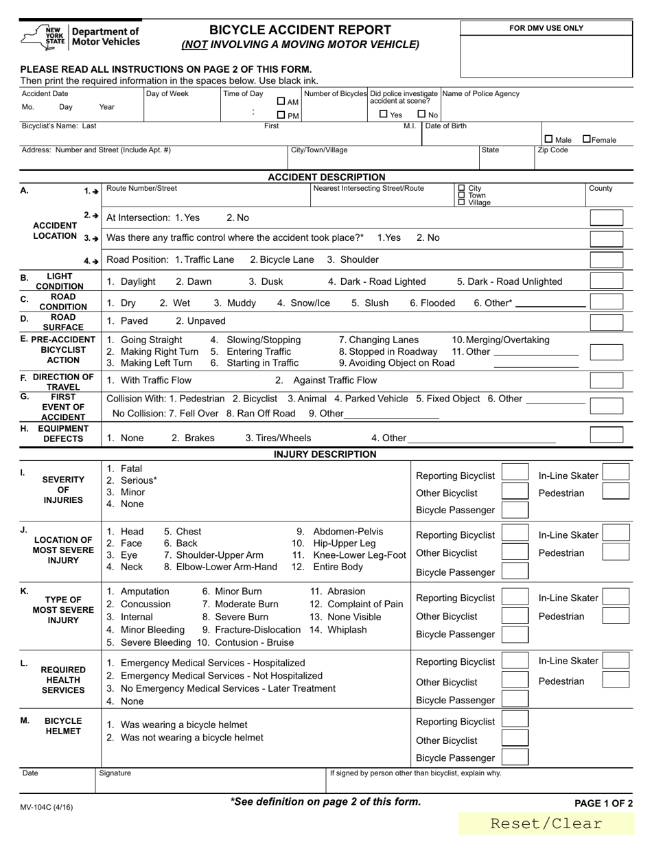 Form MV-104C - Fill Out, Sign Online and Download Fillable PDF, New ...